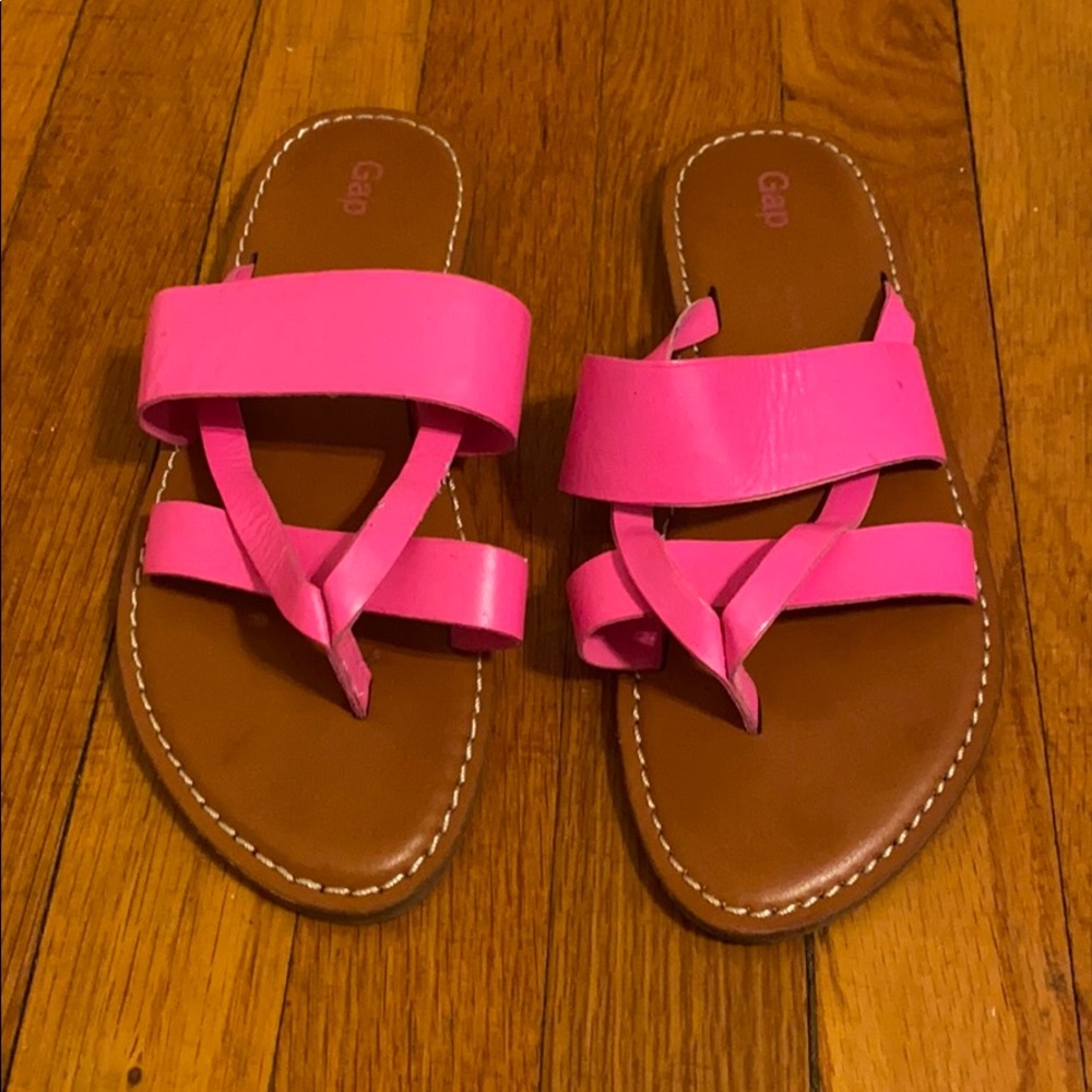 GAP Pink Stappy Flat Leather Sandal